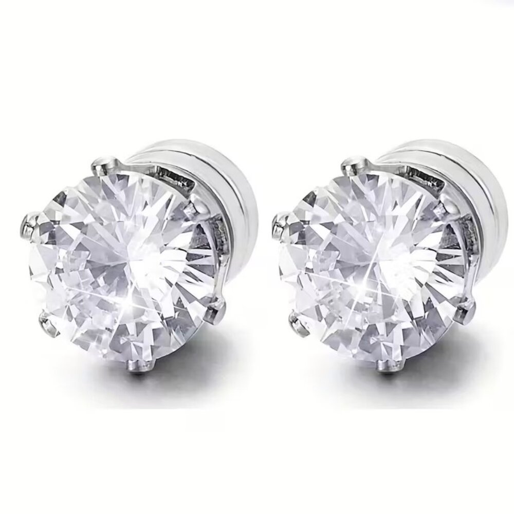 5 Pairs/ set of Sparkling Clip on Earrings Made of Stainless Steel and Zirconia